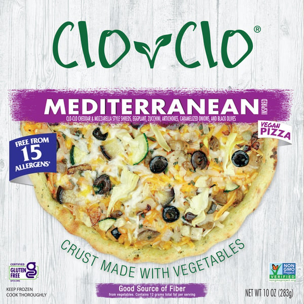 Frozen Pizza CLO-CLO Vegan Foods Mediterranean Pizza hero