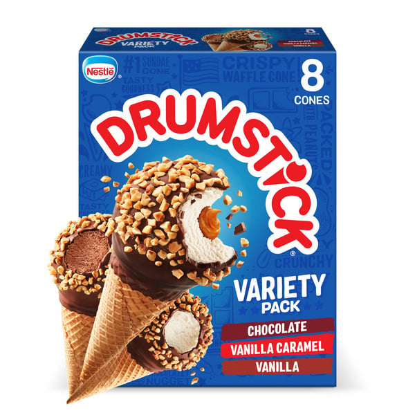 Ice Cream & Toppings Drumstick Dairy Dessert Cones Variety Pack hero