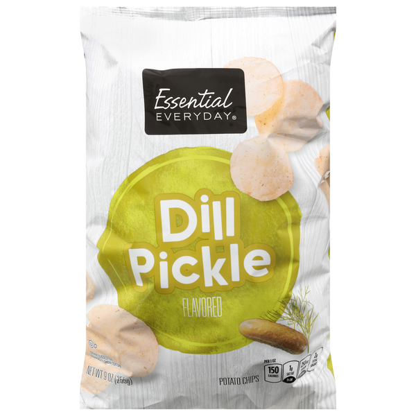 Chips & Pretzels Essential Everyday Potato Chips, Dill Pickle Flavored hero