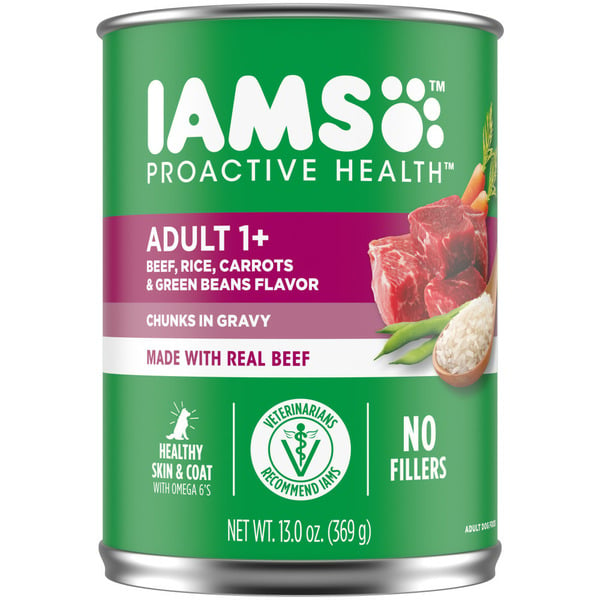 Wet Dog Food IAMS Adult Wet Dog Food Chunks in Gravy Beef Rice Carrots & Green Bean Flavors hero