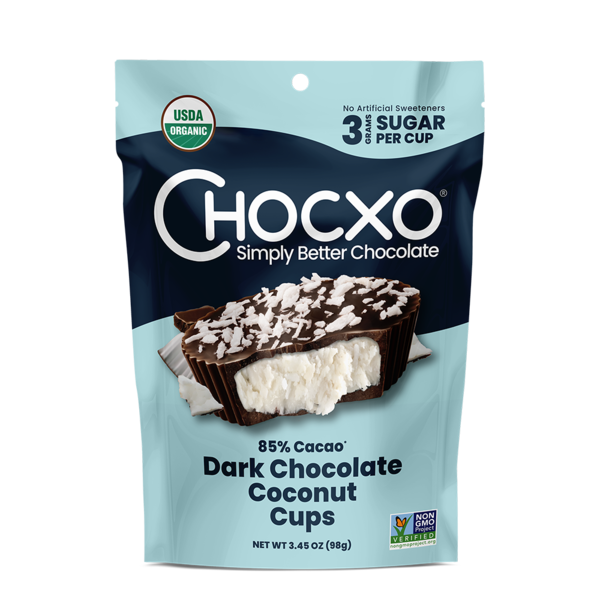 Candy & Chocolate ChocXO Organic Dark Chocolate Coconut Cups hero