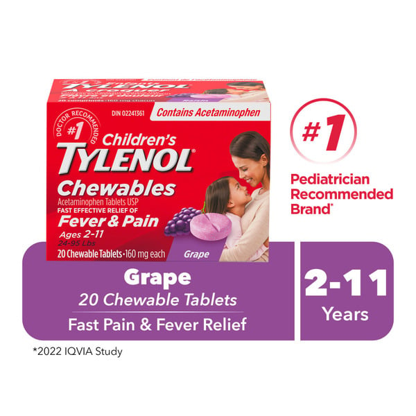 Muscles, Joints & Pain Relief Children's TYLENOL Children's Chewables Fever & Pain 160 Mg Acetaminophen Tablets hero