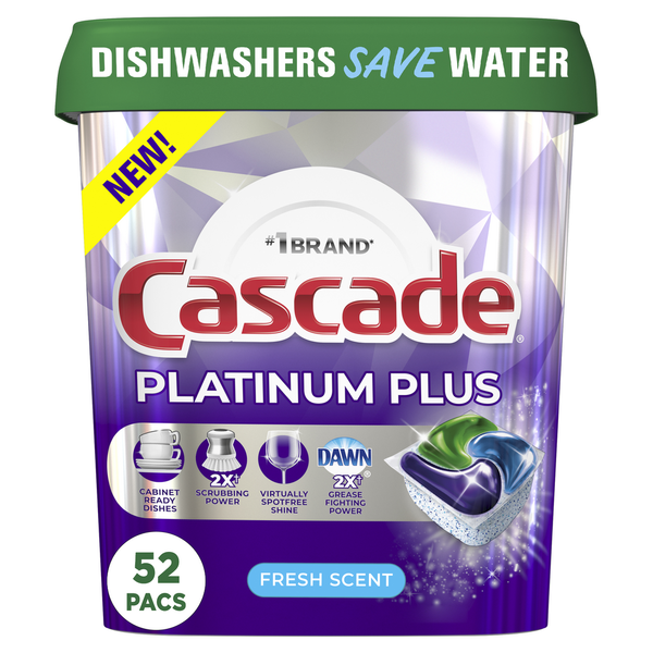 Cascade Platinum Plus Dishwasher Detergent Pods, Fresh hero