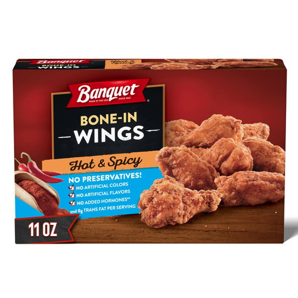 Frozen Meat & Seafood Banquet Hot and Spicy Bone In Chicken Wings, Frozen Meat hero