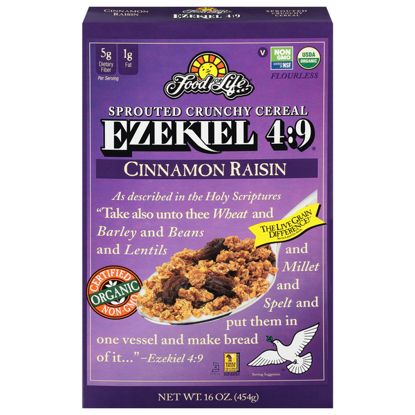 Cereal Food for Life Cereal, Sprouted Crunchy, Cinnamon Raisin hero