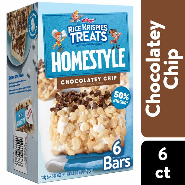 Breakfast Bars & Pastries Rice Krispies Treats Homestyle Crispy Marshmallow Squares, Kids Snacks, Cereal Bars, Chocolatey Chip hero