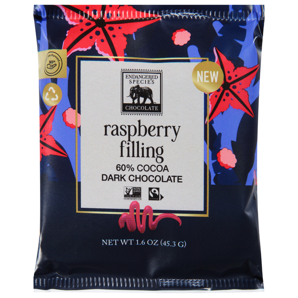 Endangered Species Dark Chocolate, Raspberry Filling, 60% Cocoa hero