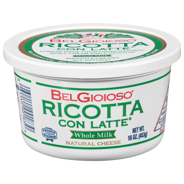 Packaged Cheese BelGioioso Fresh Ricotta Cheese, 75 Whole Milk, Cup hero