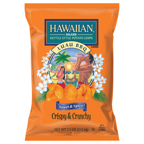 Chips & Pretzels Hawaiian Kettle Style Potato Chips Luau BBQ Flavored Kettle Style Potato Chips hero