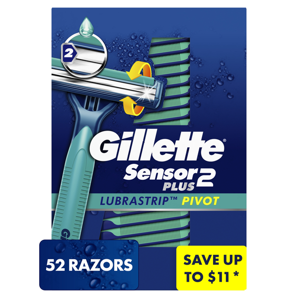 Shave Needs Gillette Sensor2 Plus Pivoting Head + Lubrastrip Men's Disposable Razors hero