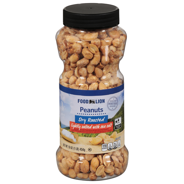 Nuts, Seeds & Dried Fruit Food Lion Peanuts, Dry Roasted, Lightly Salted, Bottle hero