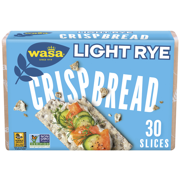 Crackers Wasa Light Rye Crispbread, Rye Crackers, Non-GMO Ingredients, Fat Free hero