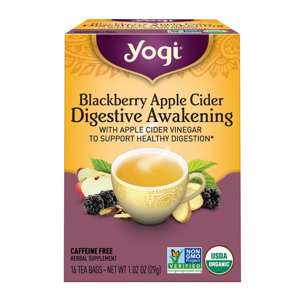 Vitamins & Supplements Yogi Tea Herbal Tea, Blackberry Apple Cider Digestive Awakening Tea, Caffeine Free hero