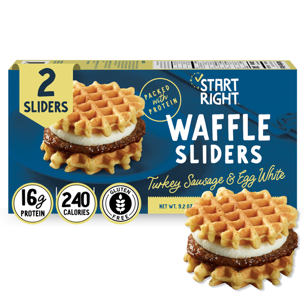 Prepared Meals Start Right Waffle Sliders Turkey Sausage & Egg White hero