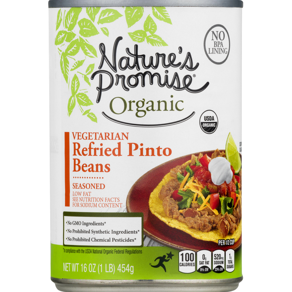 Mexican/Hispanic/Latino Foods Nature's Promise Refried Pinto Beans, Vegetarian, Seasoned hero