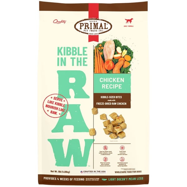 Primal Pet Foods Kibble in the Raw, Canine Chicken Recipe hero