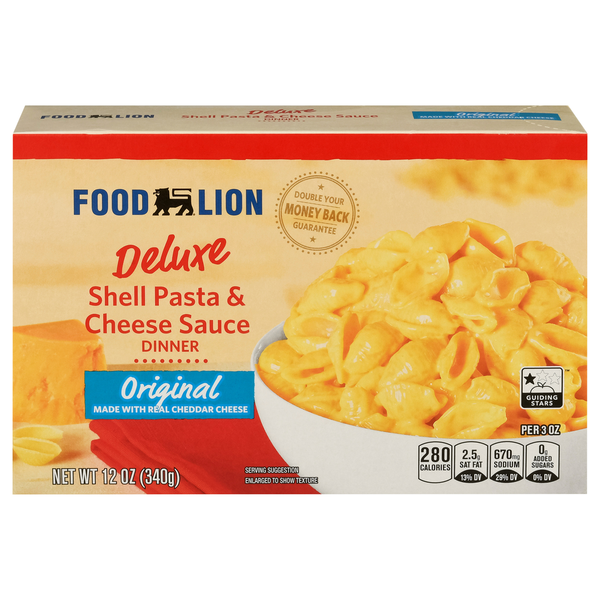 Instant Foods Food Lion Shell Pasta & Cheese Sauce Dinner, Original, Deluxe hero