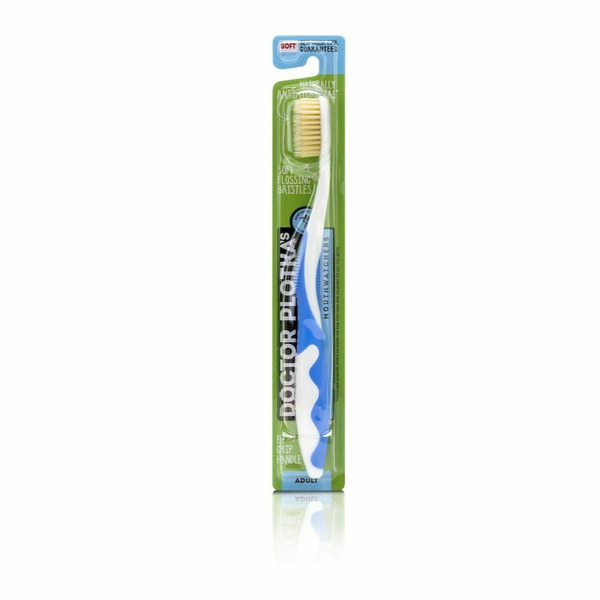 Oral Hygiene Mouth Watchers Antimicrobial Toothbrushes with Flossing Bristles, Adult Blue hero