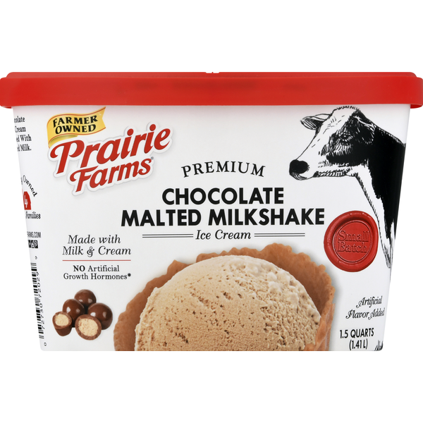 Frozen Juice/Fruit Prairie Farms Ice Cream, Premium, Chocolate Malted Milkshake hero