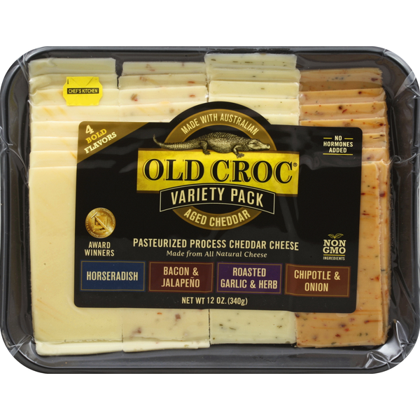 Specialty Cheeses Old Croc Cheese, Aged Cheddar, Variety Pack hero