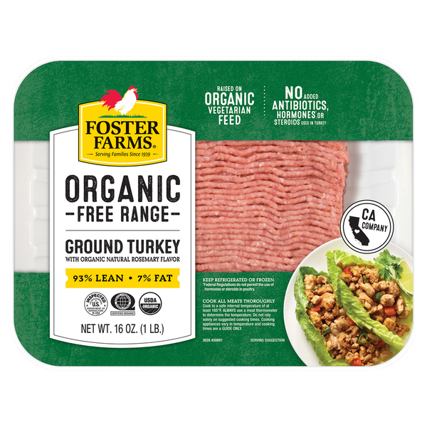 Poultry Foster Farms Free Range Organic Ground Turkey hero