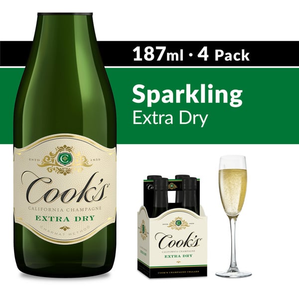 Specialty Wines & Champagnes Cook's California Champagne Extra Dry White Sparkling Wine Mini Bottles hero