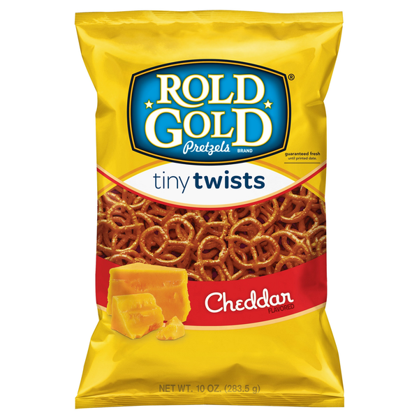 Potato Chips,Tortilla & Pretzels ROLD GOLD Cheddar Flavored Tiny Twists Pretzels hero