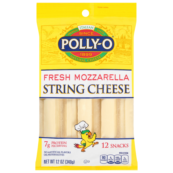 Packaged Cheese Polly-O String Cheese, Fresh Mozzarella hero