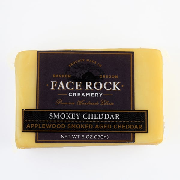 Specialty Cheeses Face Rock Creamery Smokey Cheddar, Applewood Smoked Cheddar Cheese hero