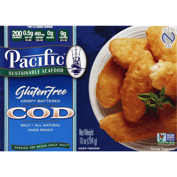 Frozen Meat & Seafood Pacific Sustainable Seafood Cod, Gluten Free, Crispy Battered hero