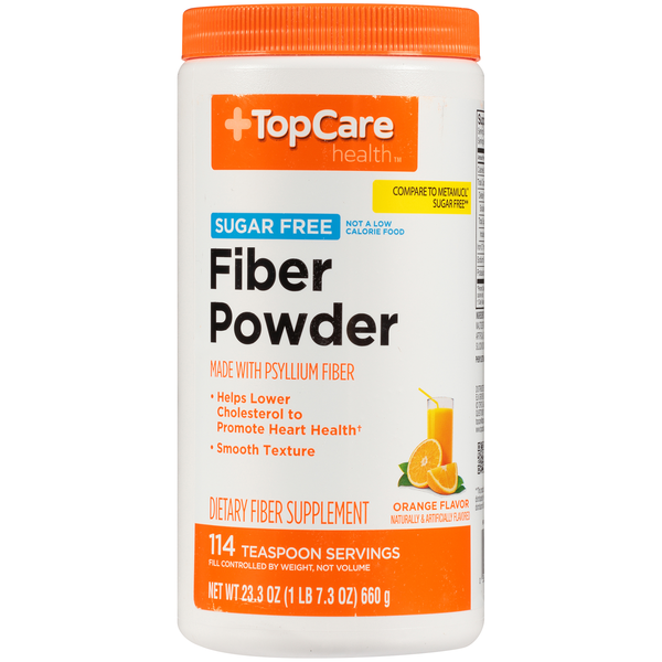 Digestion TopCare Fiber Powder Helps Lower Cholesterol To Promote Heart Health Sugar Free Dietary Supplement, Orange Flavor hero