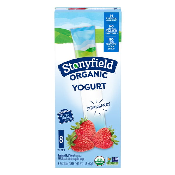 Yogurt Stonyfield Organic Reduced Fat Yogurt Tubes Strawberry hero