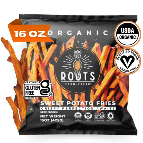 Frozen Produce Roots Farm Fresh Organic Straight Cut Sweet Potato Fries hero