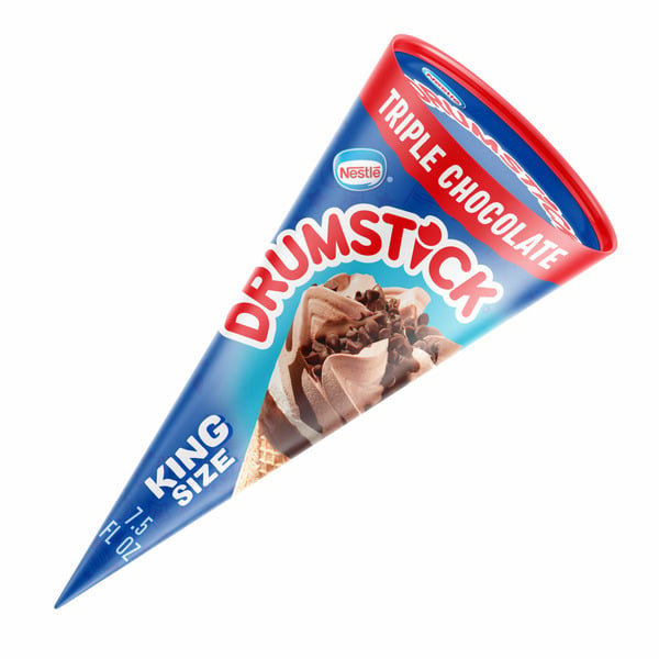 Ice Cream & Ice Drumstick King Size Triple Chocolate Frozen Dairy Dessert Sundae Cones hero