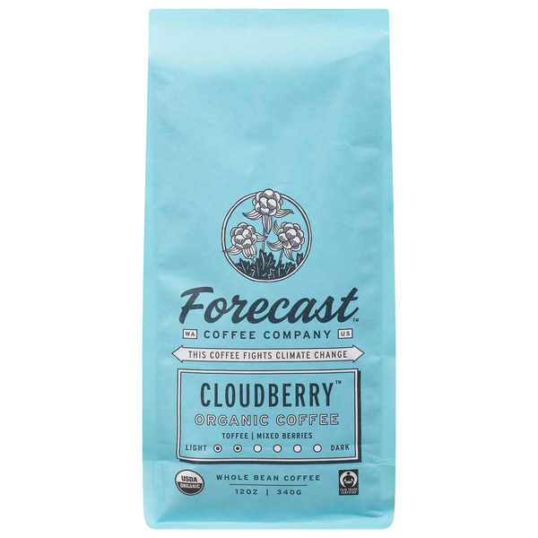 Coffee Forecast Coffee Company Coffee, Organic, Whole Bean, Medium-Light Roast, Cloudberry hero