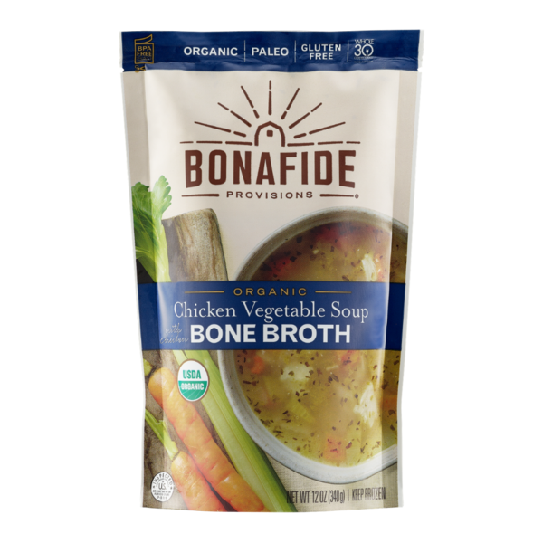 Soup, Broth & Bouillon Bonafide Provisions Chicken Vegetable Soup with Bone Broth, Frozen, Organic hero