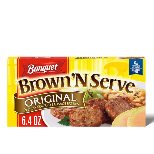 Frozen Breakfast Banquet Brown ‘N Serve Original Fully Cooked Sausage Patties hero