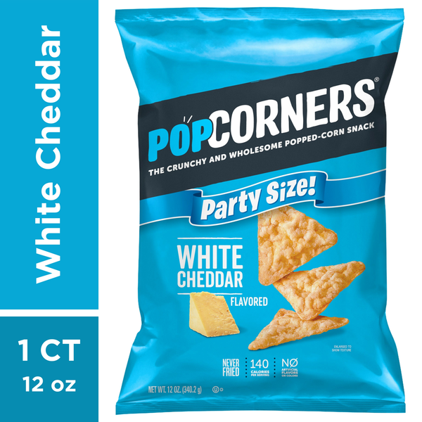 Popcorn & Jerky PopCorners Popped-Corn Snack, White Cheddar Flavored, Party Size! hero