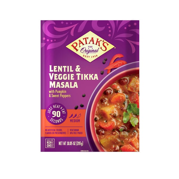 More International Foods Patak's Indian Lentil and Veggie Tikka Masala Meal, Medium hero