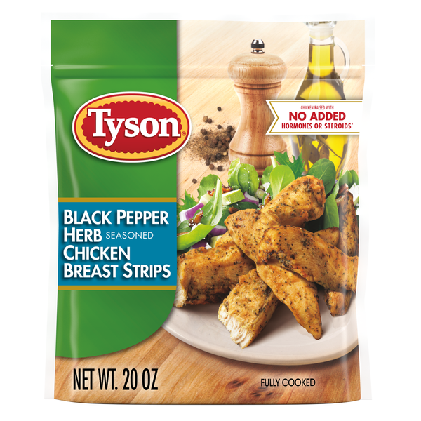 Frozen Meat Tyson Black Pepper Herb Seasoned Chicken Breast Strips, 20 oz. (Frozen) hero