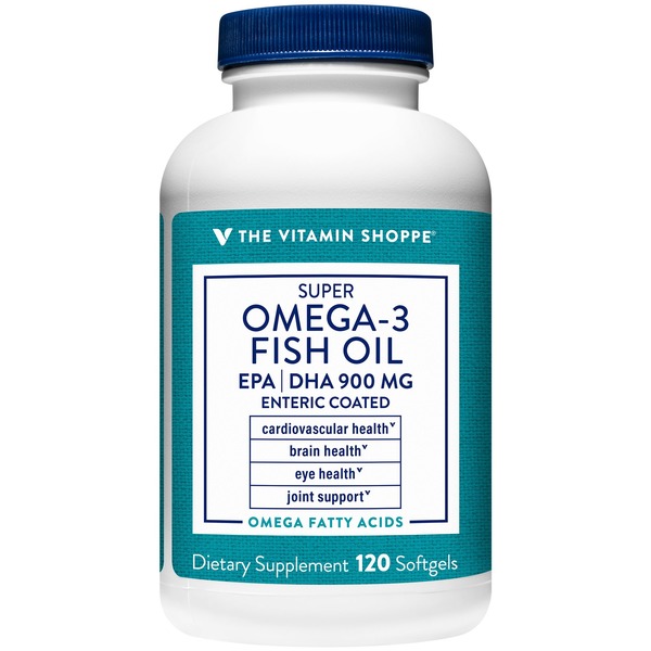 Amino Acids The Vitamin Shoppe Super Omega 3 Fish Oil - Supports Cardiovascular Health - 1,290 MG (120 Softgels) hero