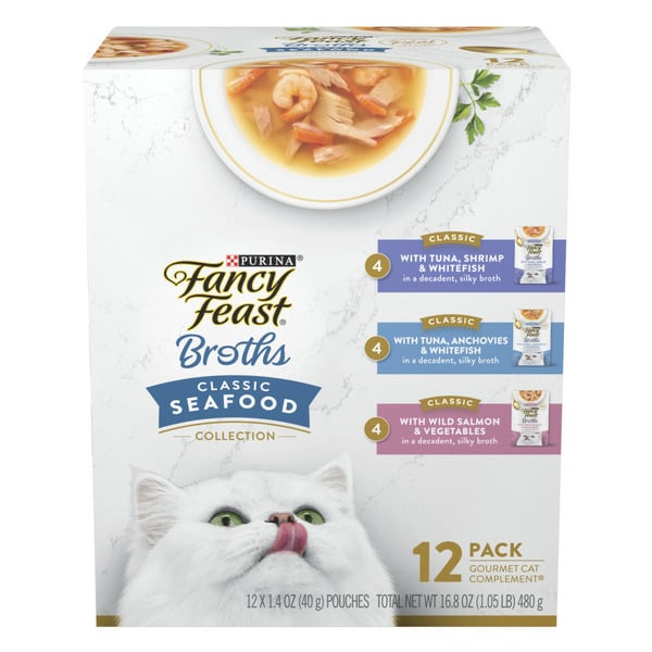 Cat Treats and Chews Purina Fancy Feast Lickable Wet Cat Food Broth Complement Classics Collection hero