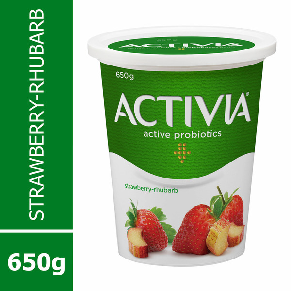 Yogurt Activia Probiotic Yogurt, Strawberry Rhubarb Flavour hero