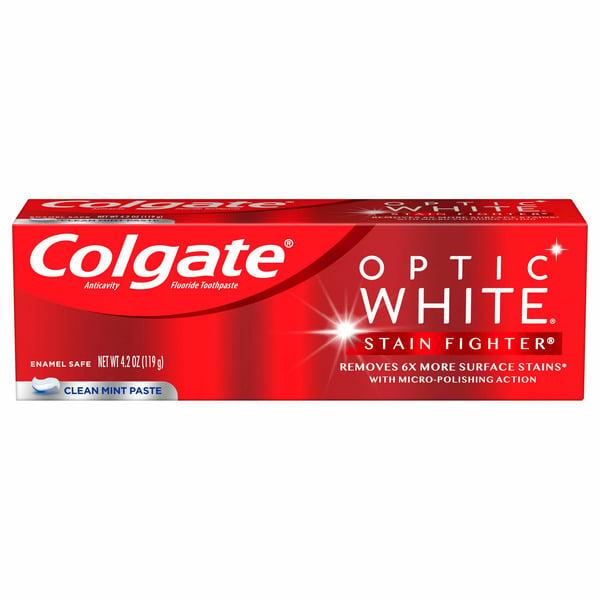 Oral Care Colgate Optic White Stain Fighter Teeth Whitening Toothpaste, Clean Mint hero