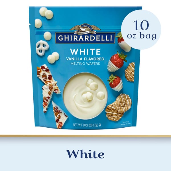 Baking Ingredients Ghirardelli White Vanilla Flavored Melting Wafers hero