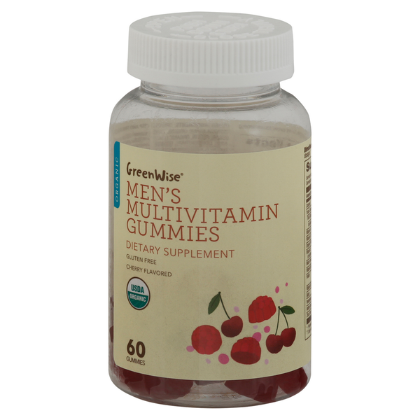 GreenWise Multivitamin, Organic, Men's, Gummies, Cherry Flavored hero