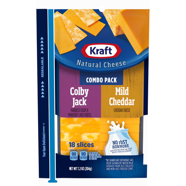 Packaged Cheese Kraft Colby Jack & Mild Cheddar Marbled Cheese Slices Combo Pack, 18.0 ct Pack hero