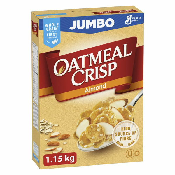 Cereal General Mills Oatmeal Crisp Breakfast Cereal, Almond, Jumbo Size, High Fibre hero