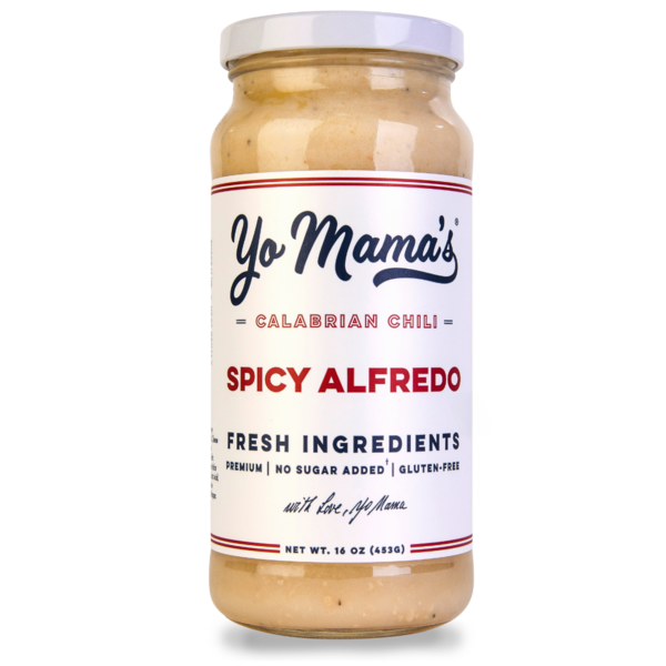 Pasta Sauce Yo Mama's Foods Spicy Alfredo hero