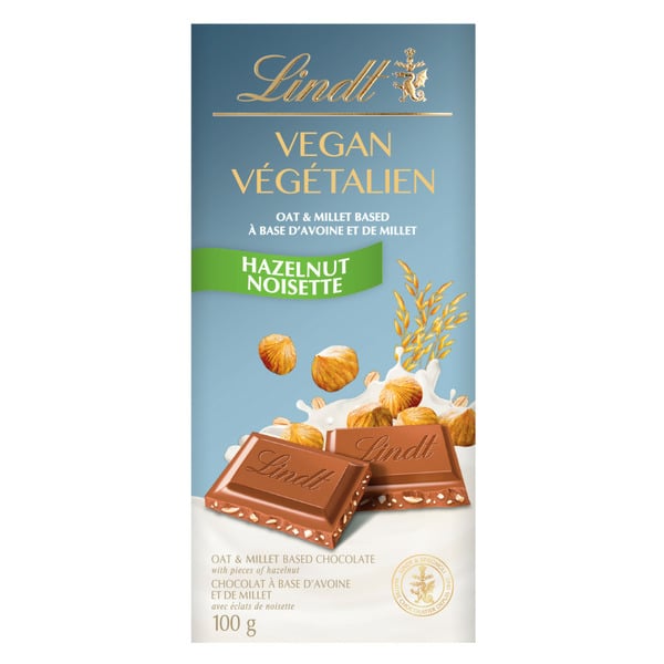 Candy & Chocolate Lindt Vegan Hazelnut Chocolate Bar, 100 Grams hero